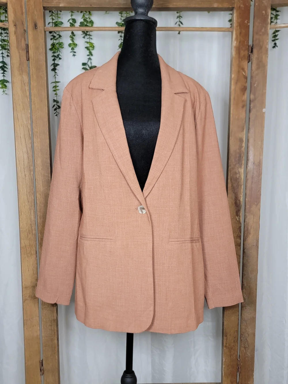 Maurices Blush Linen Blend Blazer Size Large | Coastal Grandmother Career Chic - Picture 4 of 7